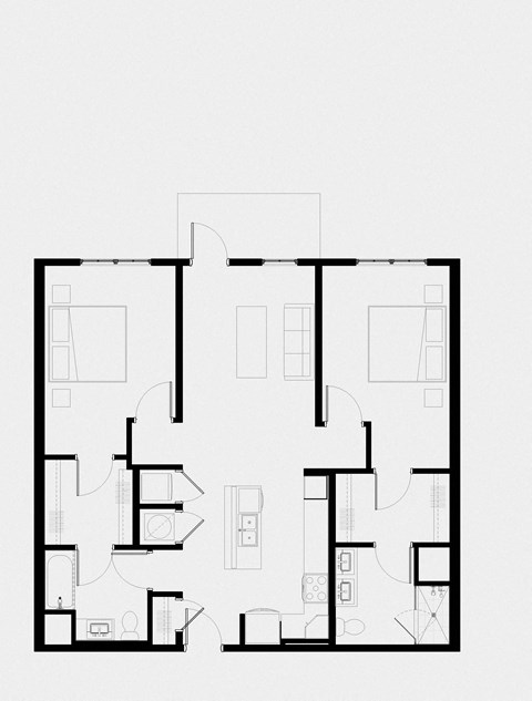 A black and white floor plan of a house with multiple rooms.